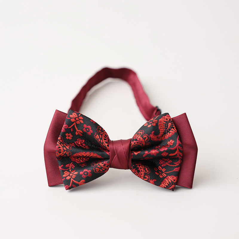 Men's Personality Paisley Double Layered Bow Tie