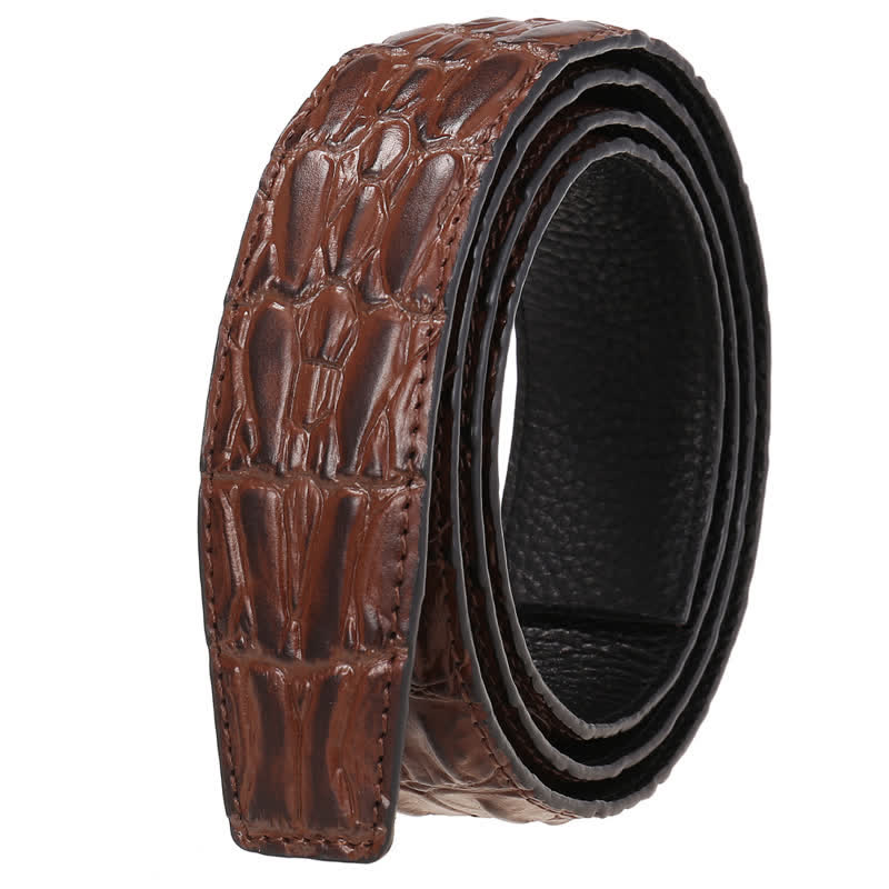 Men's Hollow Automatic Buckle Crocodile Print Leather Belt