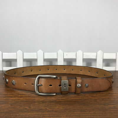 Retro Metal Rivet Studded Casual Jeans Leather Belt