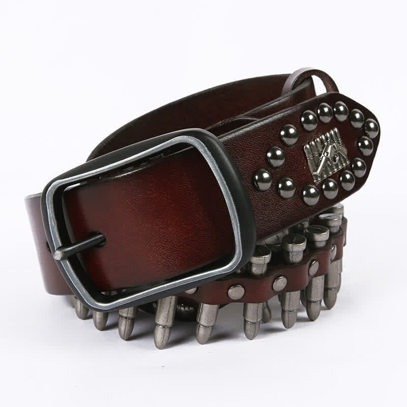 Personality Cool Bullet Rivet Leather Belt