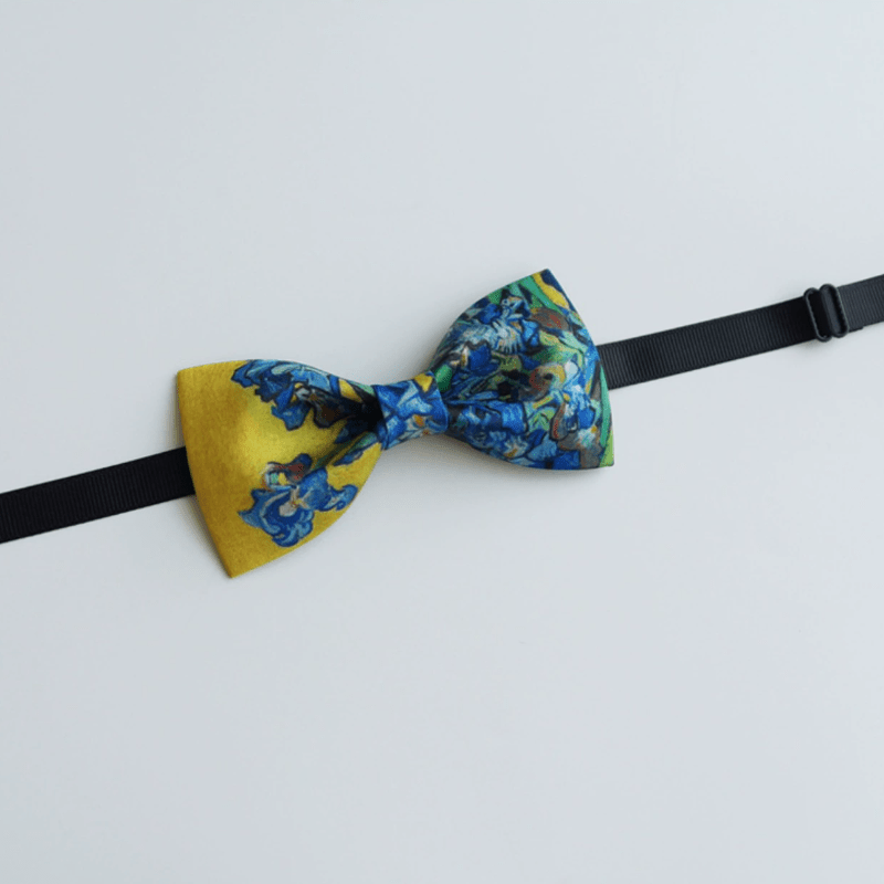 Men's Creative Oil Printing Yellow Iris Bow Tie