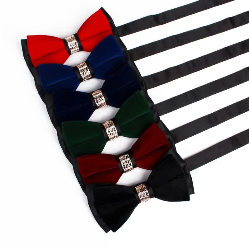 Men's Rhinestone Patchwork Velvet Bow Tie