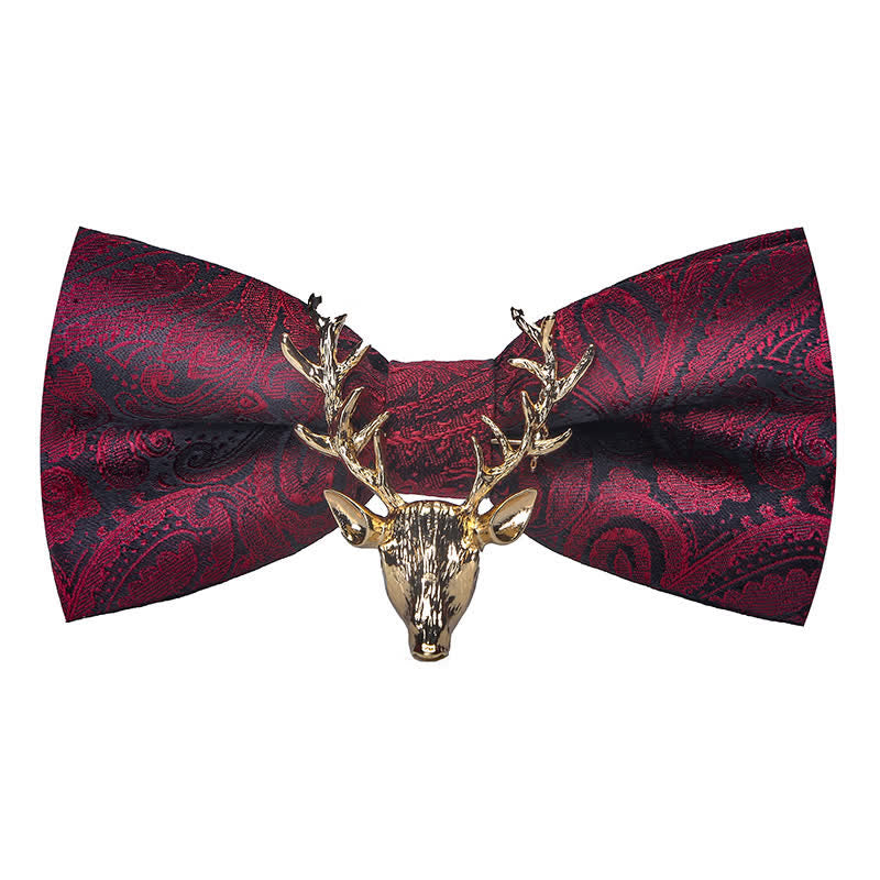 Men's Paisley Christmas Elk Head Decor Bow Tie