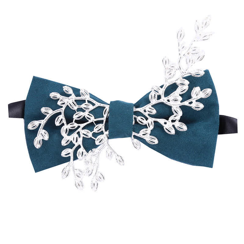 Men's Enamel Flowers Leaves Decor Bow Tie