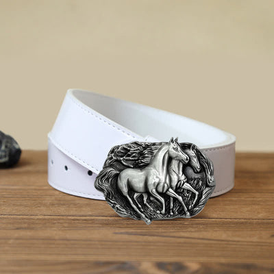 Men's DIY Wild Running Horses Buckle Leather Belt