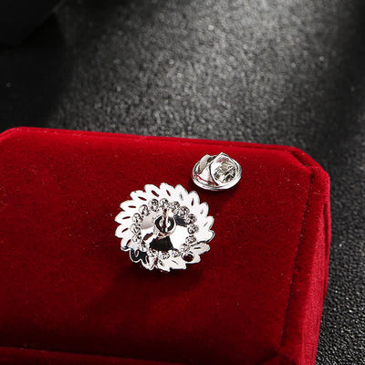 Men's Royal Flower Crystal Brooch