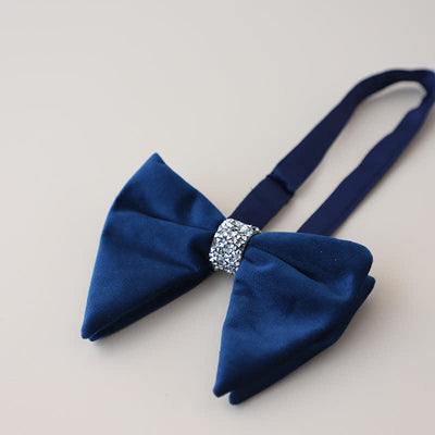 Men's Velvet Rhinestone Oversized Pointed Bow Tie