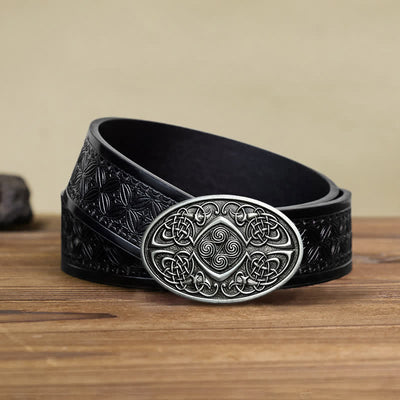 Men's DIY Viking Celtic Knot Buckle Leather Belt