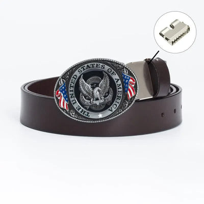 Men's Luxury Eagle American Flag Leather Belt