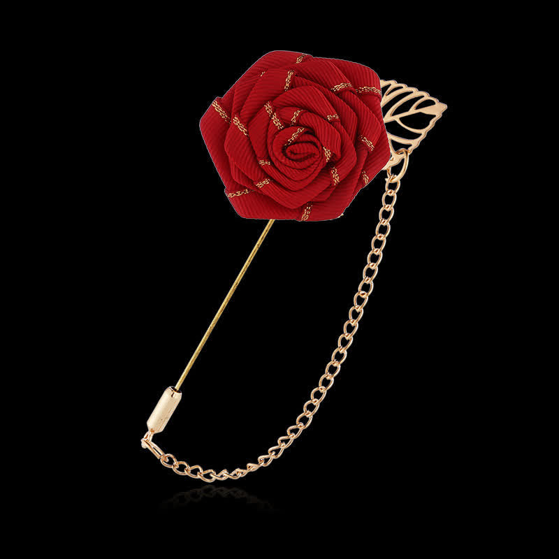 Men's Floral Camellia Chain Brooch