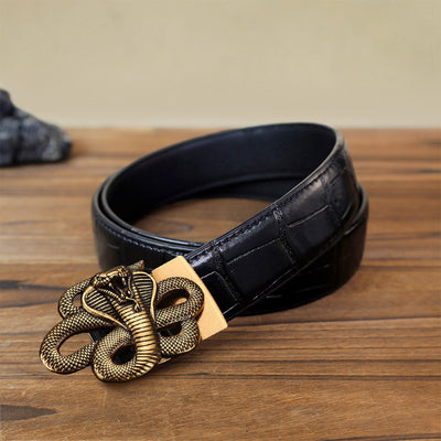 Men's DIY Mysterious Snake Automatic Buckle Leather Belt