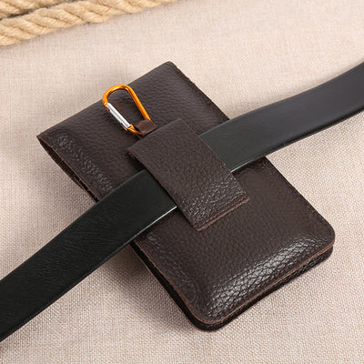 Release Buckle Cellphone Carrying Leather Belt Bag