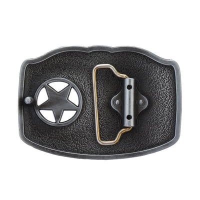 Men's DIY Texas Hollow Pentagrame Buckle Leather Belt