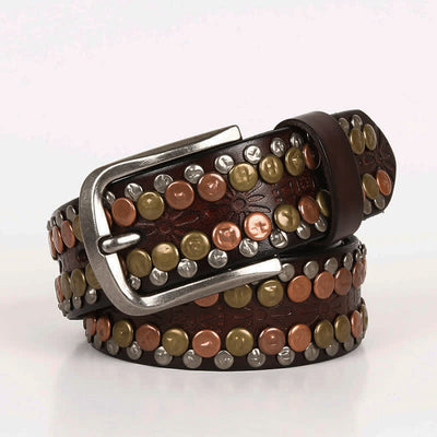 Men's Multicolour Button Rivet Studded Leather Belt