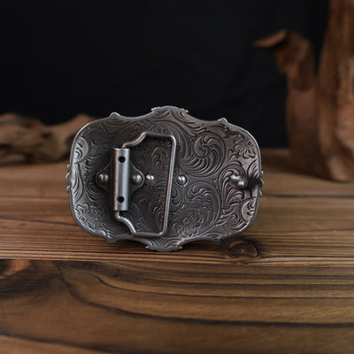 Men's DIY Silver Longhorn Bull Square Buckle Leather Belt