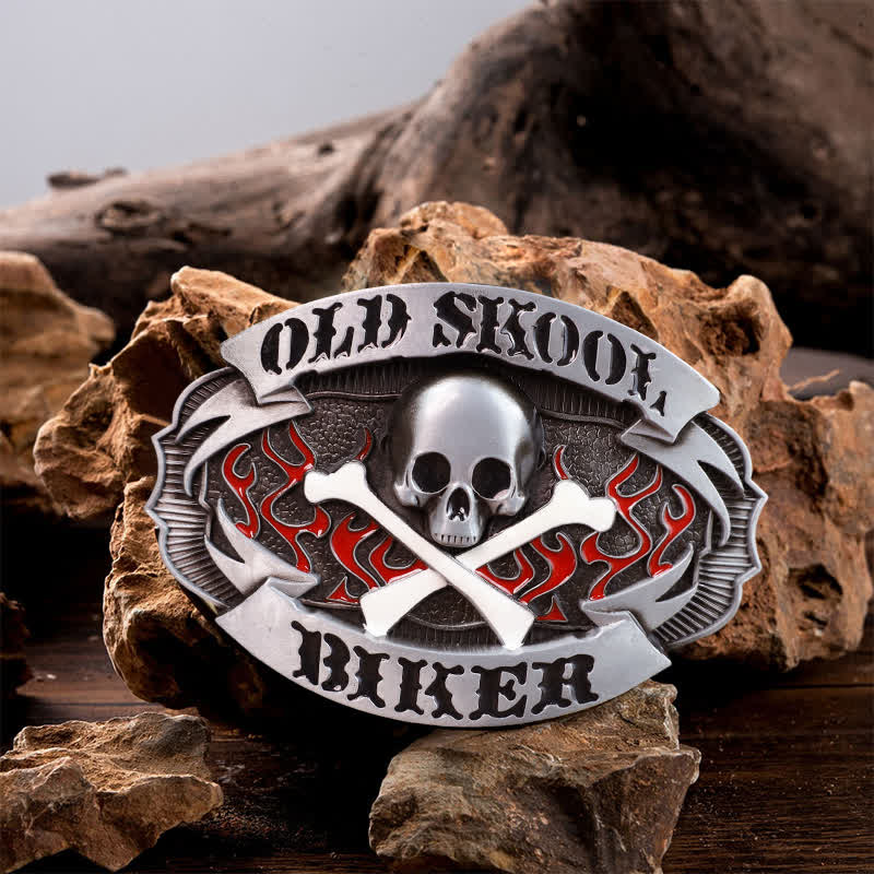 Men's DIY Skull Biker Cross Bone Buckle Leather Belt