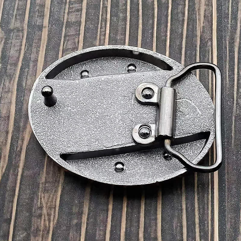 Men's DIY Lion Insignia Hidden Folding Knife Leather Belt