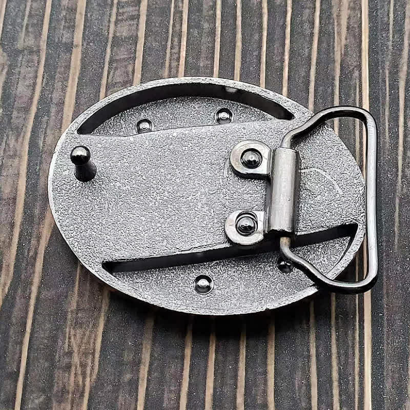 Men's DIY Leopard Head Hidden Folding Knife Leather Belt