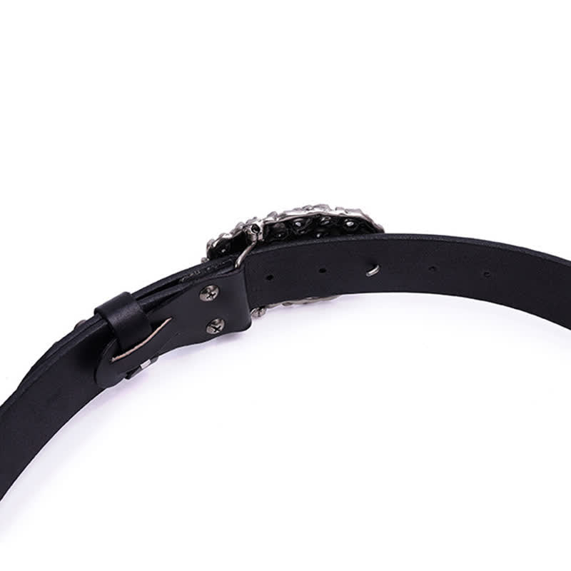 Men's Snake Smooth Buckle Rivet Leather Belt