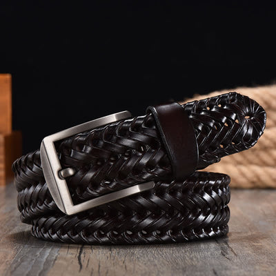 Men's Casual Handwoven Braided Leather Belt