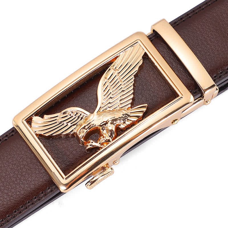 Men's Hollow Flying Hawk Eagle Decor Leather Belt