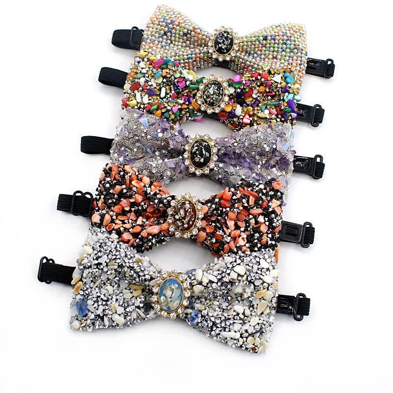 Men's Natural Stone Colored Beads Bow Tie