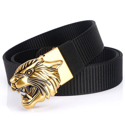 Men's Roaring Tiger Head Nylon Belt