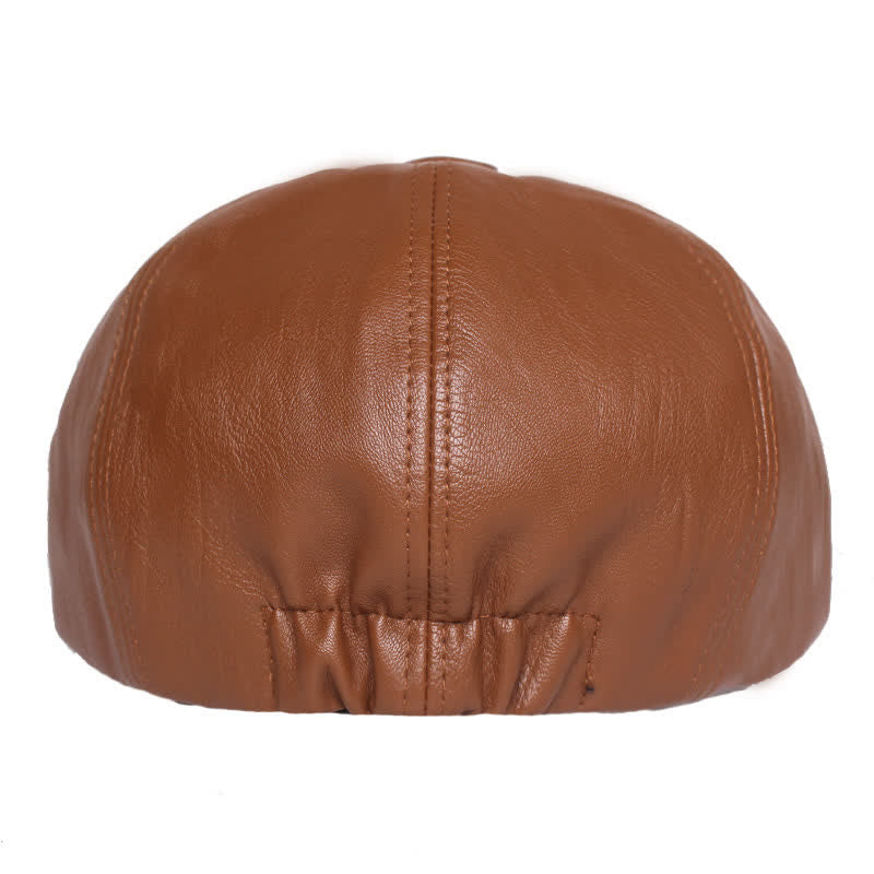 Minimalist Plain Colours Leather Beret Cap