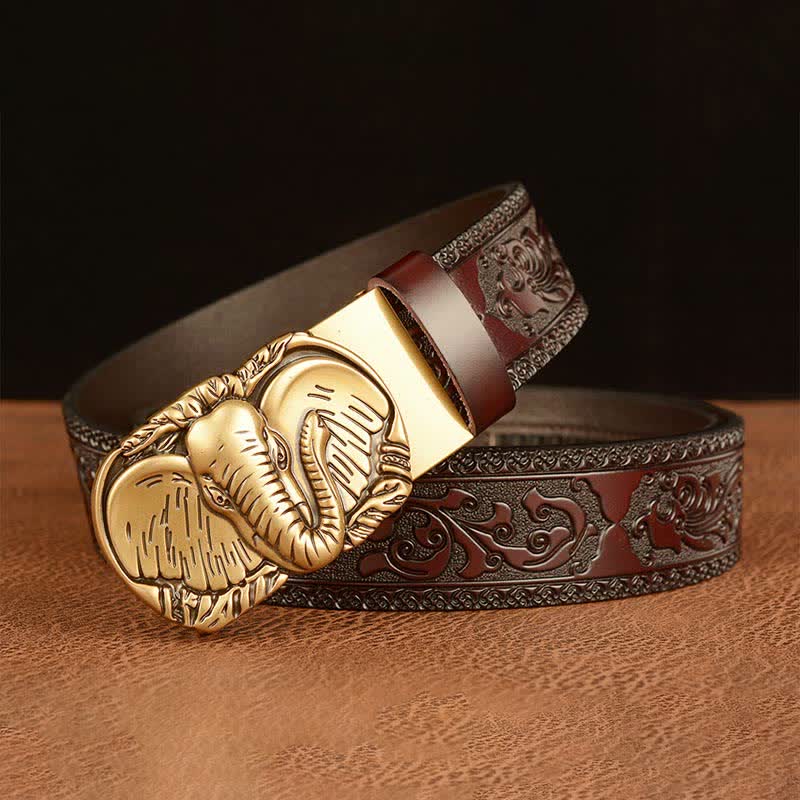 Men's Big-Eared Elephant Leather Belt