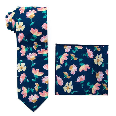 2Pcs Men's Literary Art Floral Necktie Set