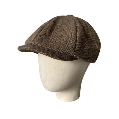 Coffee Fine Herringbone Octagon Beret Cap