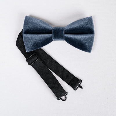 Men's Misty Gray Solid Color Velvet Bow Tie