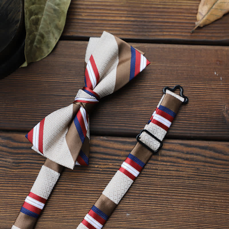 Men's British Striped Floral Bow Tie