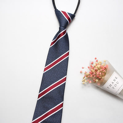 Men's British Zipper Tie Striped Necktie