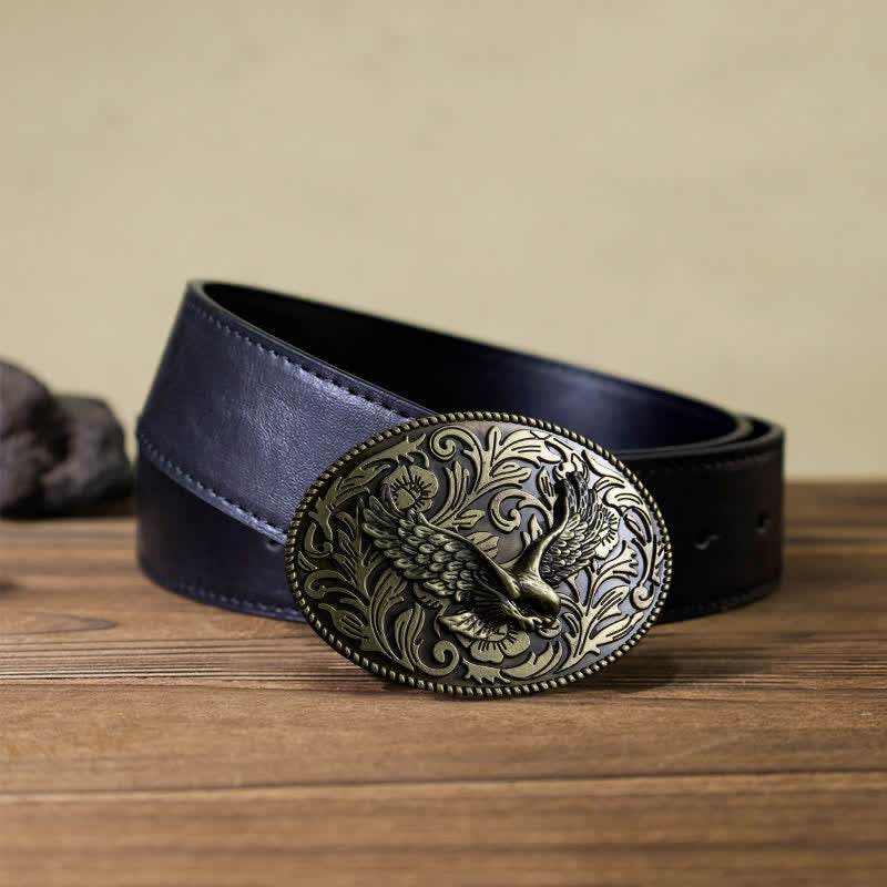 Men's DIY Animal Flying Eagle Buckle Leather Belt