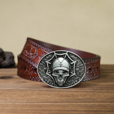 Men's DIY Crazy Hunter Skull Buckle Leather Belt