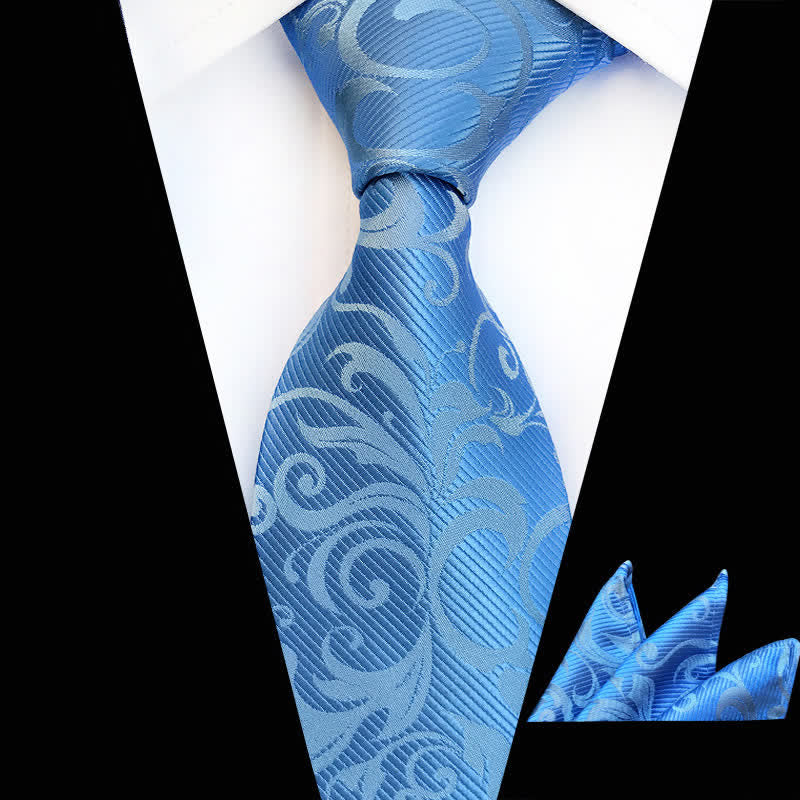 2Pcs Men's Plant Swirl Floral Necktie Set