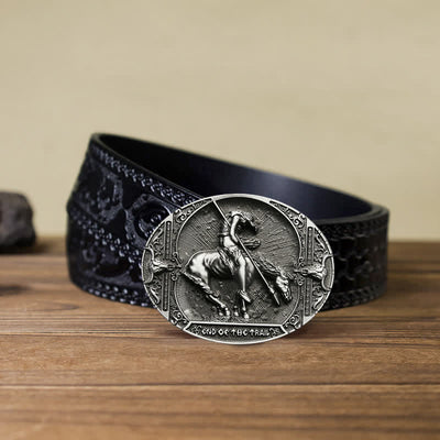 Men's DIY Rodeo Knight With Spear Buckle Leather Belt