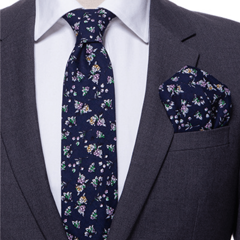 2Pcs Men's Literary Art Floral Necktie Set