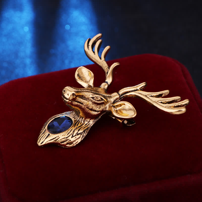 Men's Majestic Blue Gem Deer Brooch