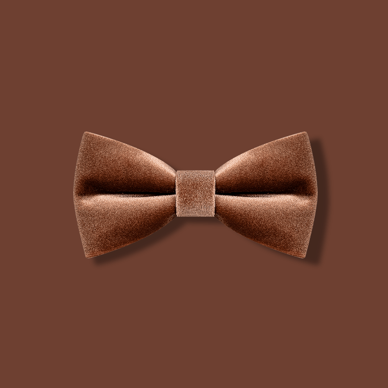 Men's Caramel Brown Solid Color Velvet Bow Tie