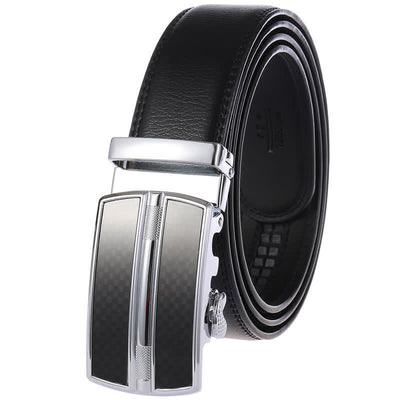 Men's Simple Hollow Automatic Buckle Leather Belt