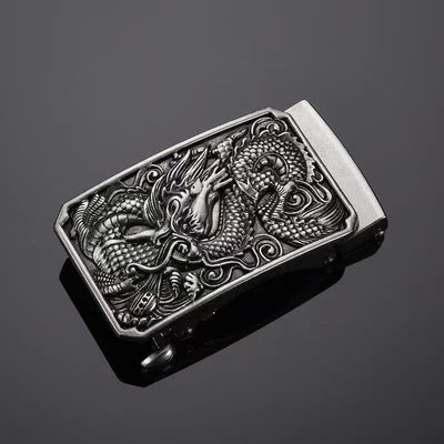 Men's DIY Coiling Dragon Automatic Buckle Leather Belt