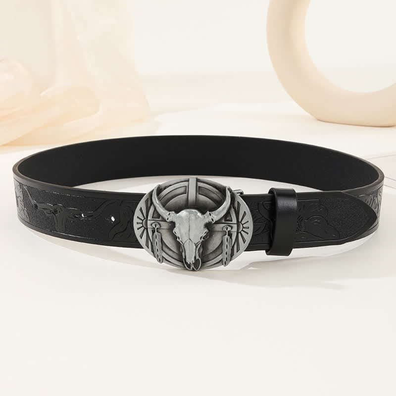 Men's Engraved Mad Bull Leather Belt