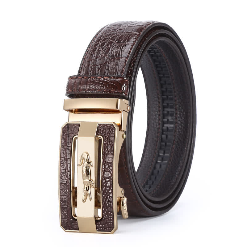 Men's Crocodile Pattern Automatic Buckle Leather Belt