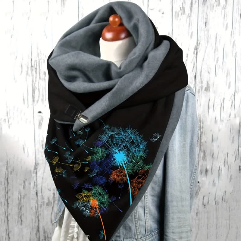 Women's Stylish Coloful Dandelion Print Triangle Scarf