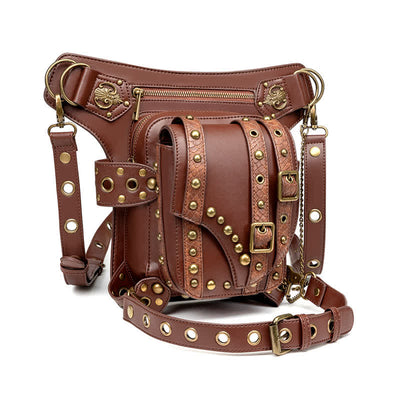 Brown Rock Motorcycle Chain Shoulder Waist Leg Bag