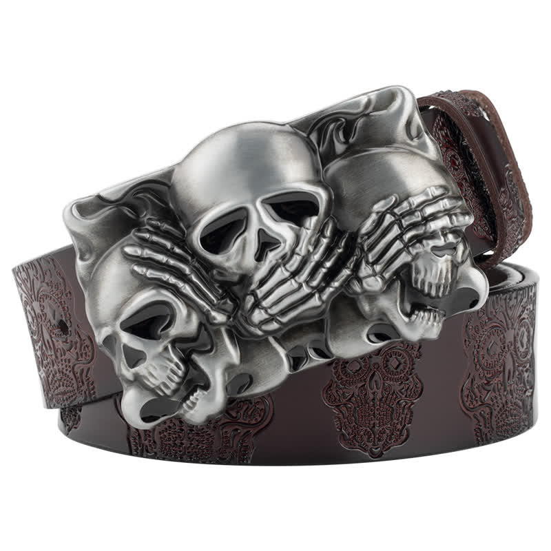 Men's Gothic Horrible Laugh Skeleton Leather Belt