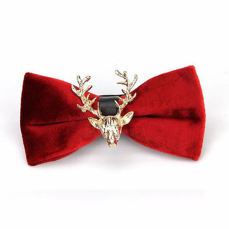 Men's Reindeer Head Velvet Bow Tie