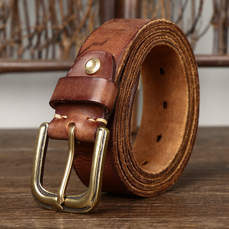 Men's Carving Crack Ship Anchor Leather Belt